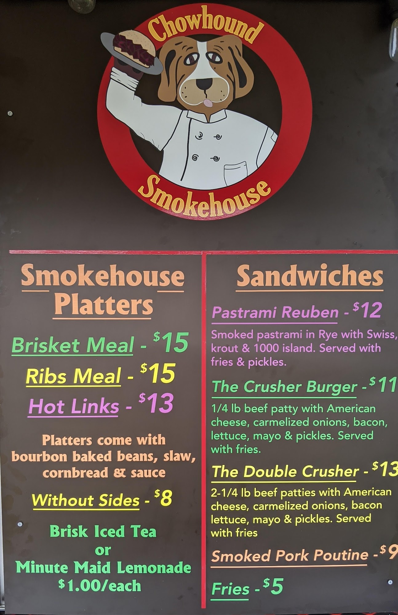 Chowhound Smokehouse Menu
