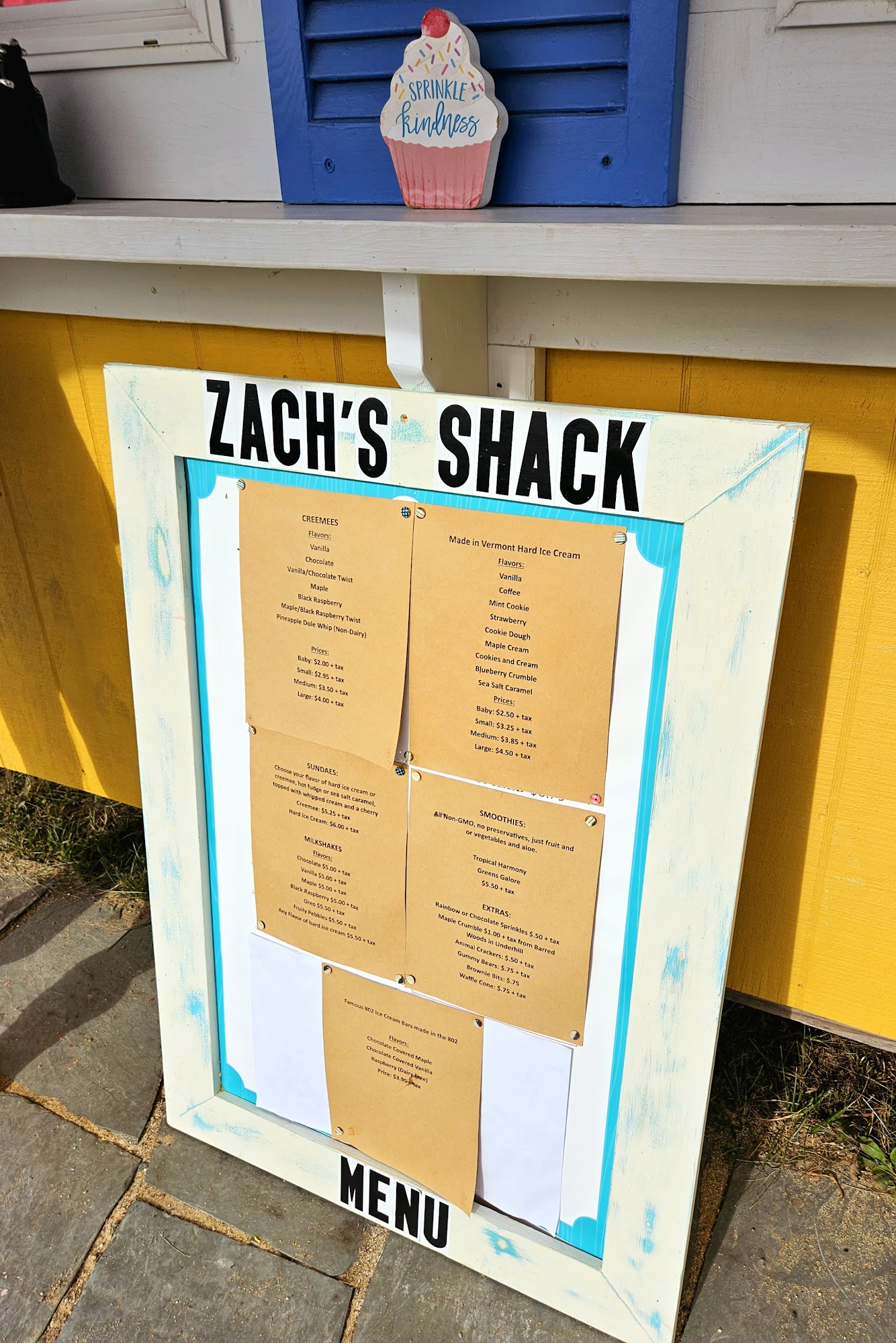 Zach's Shack Menu