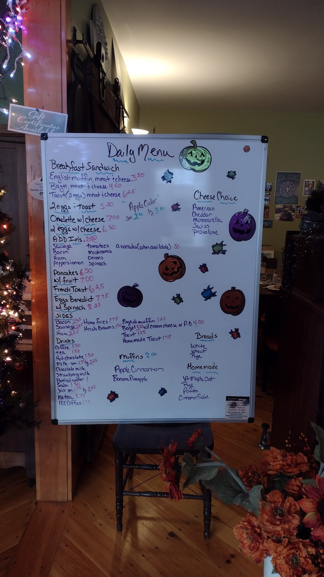 Always Emma's Cafe Menu