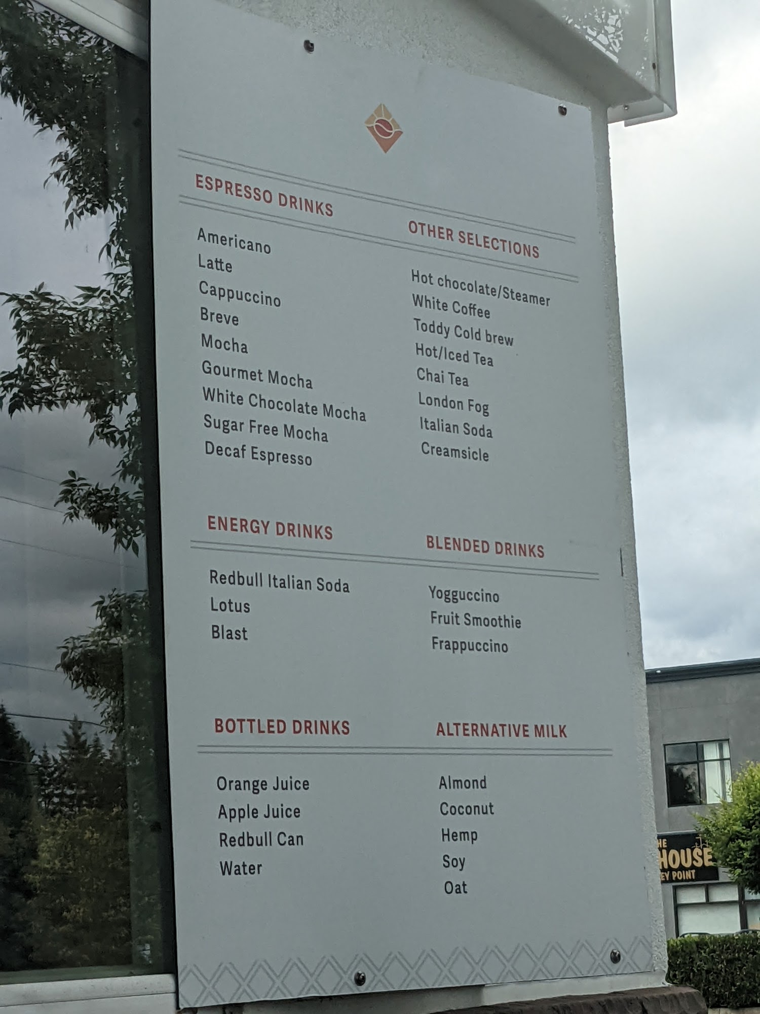 Sunrise Espresso Menu