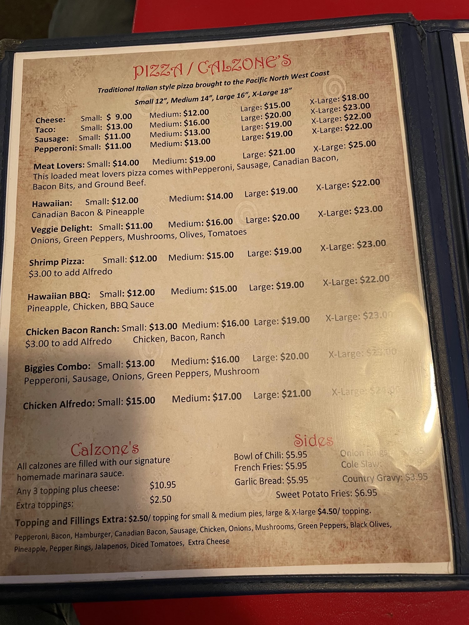 Biggies Restaurant Menu