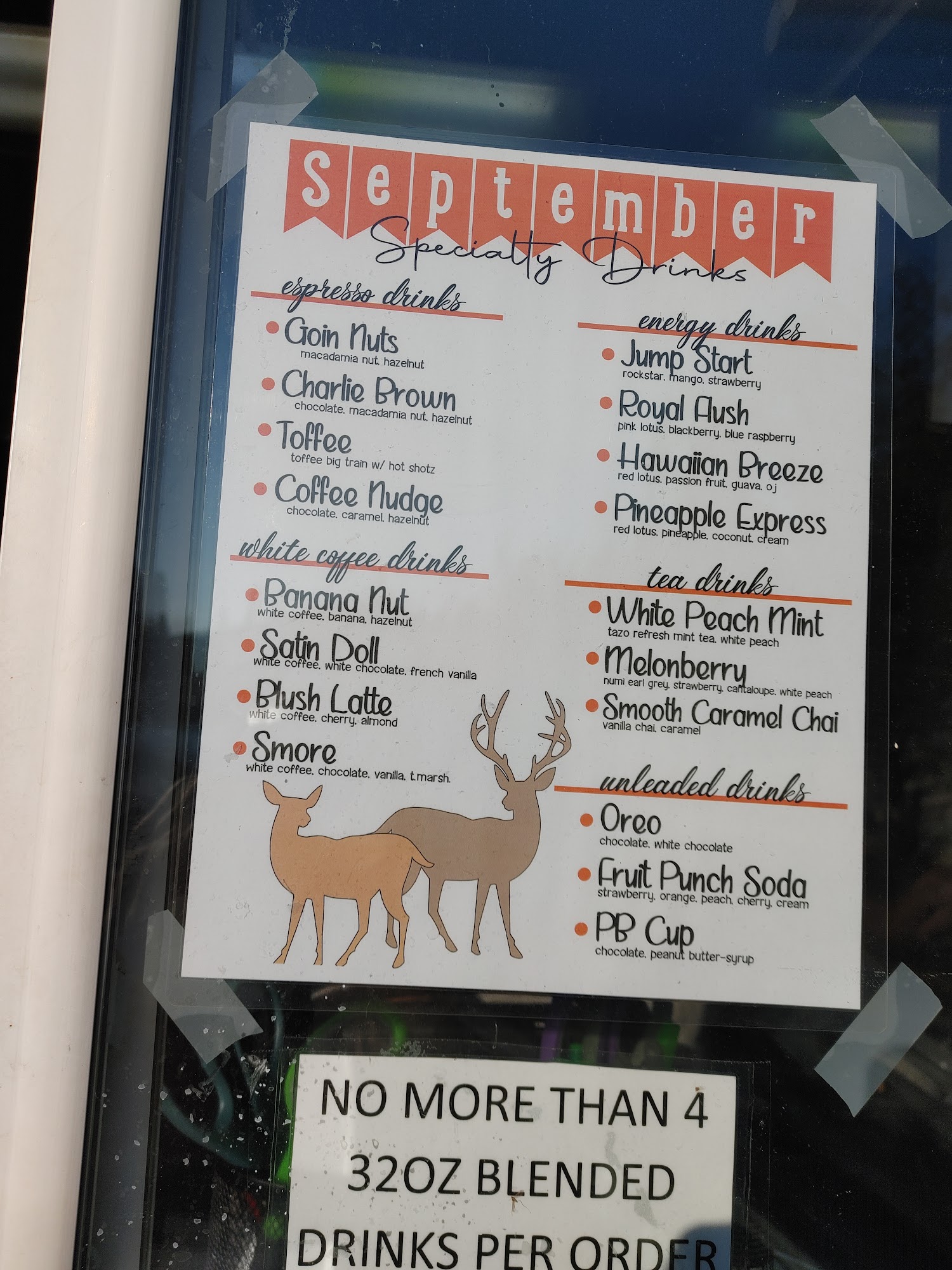 Kelli's Coffees Menu