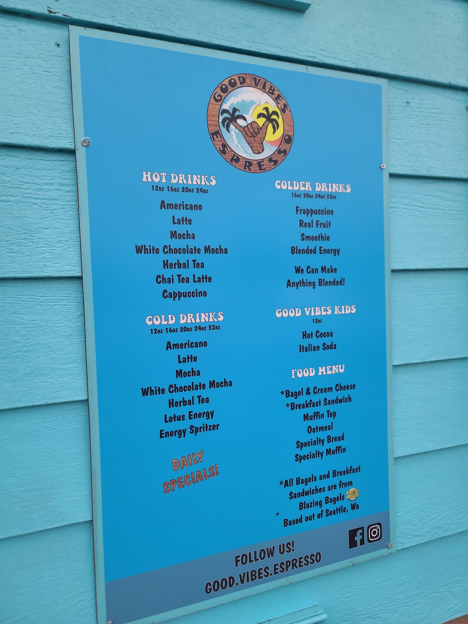 Good Vibes Espresso Menu