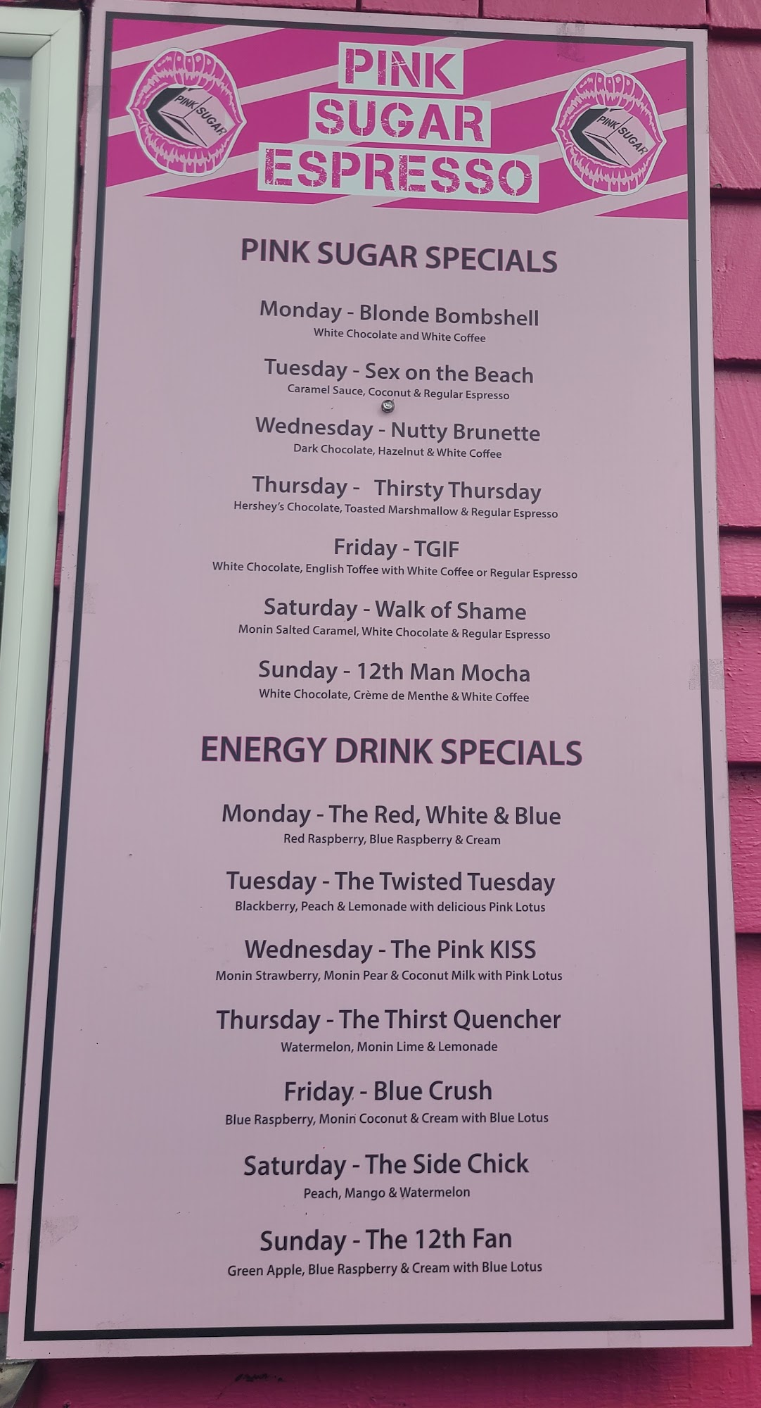 Pink Sugar Menu