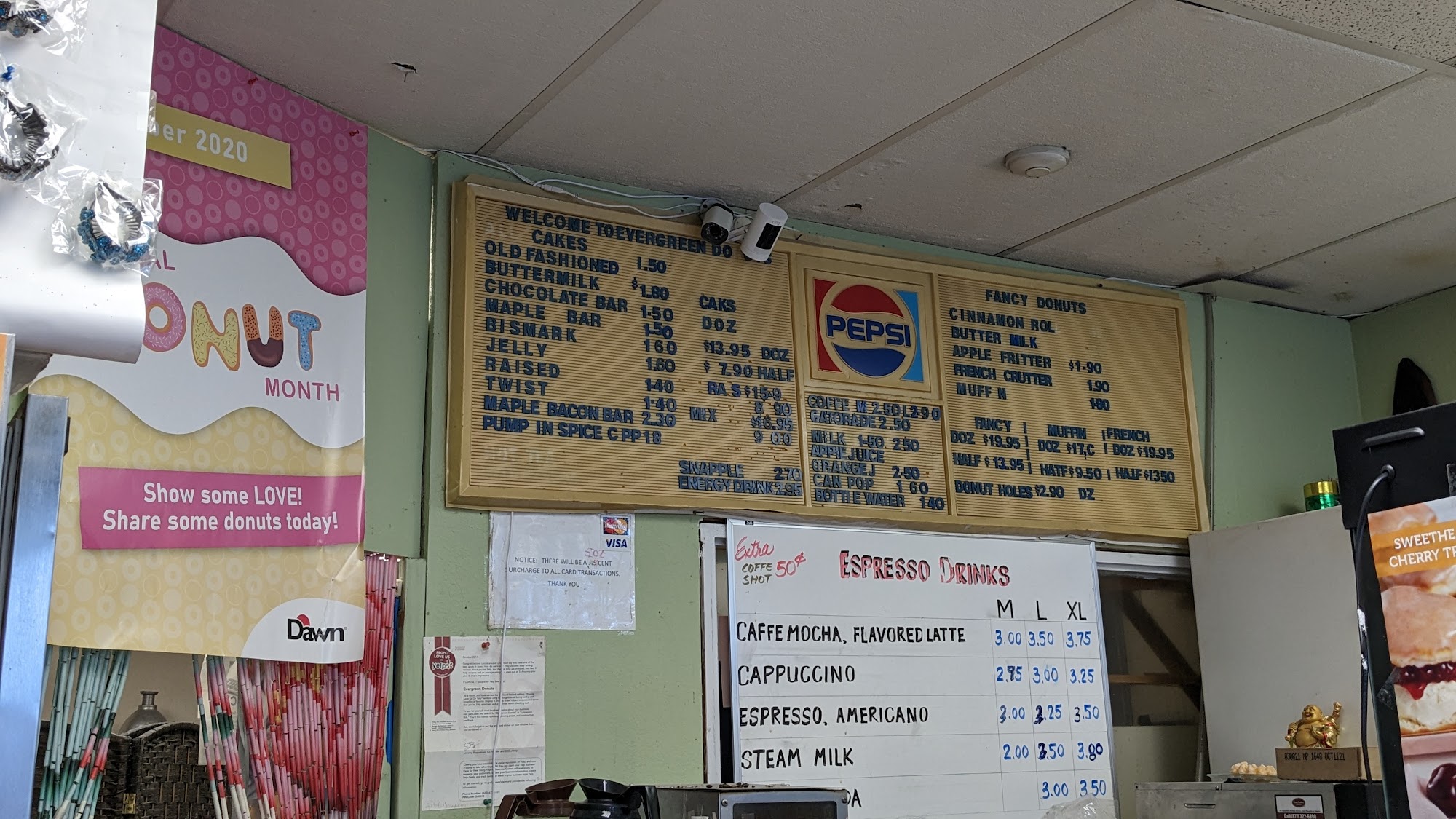 Evergreen Donuts Menu