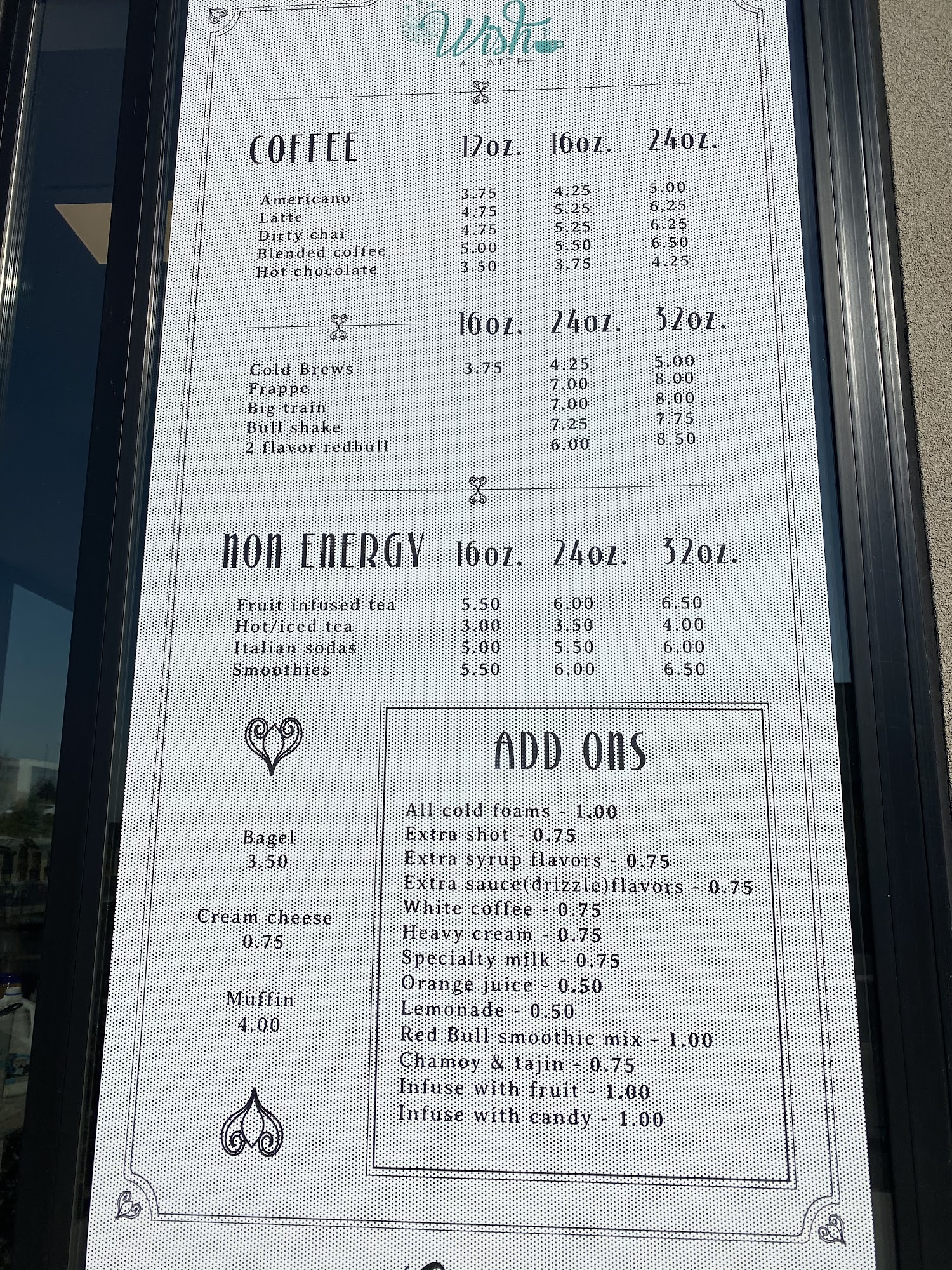 Wish a Latte, LLC Menu