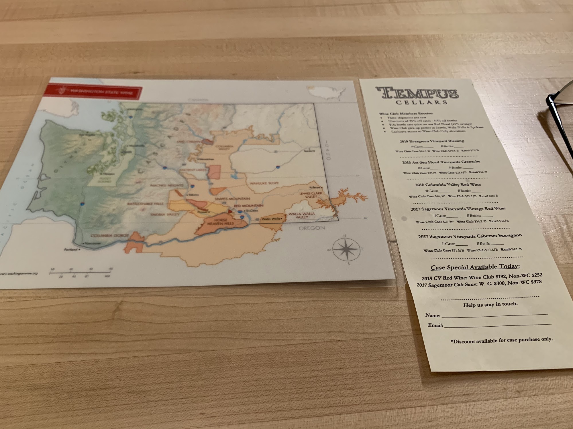 Tempus Cellars Spokane Menu