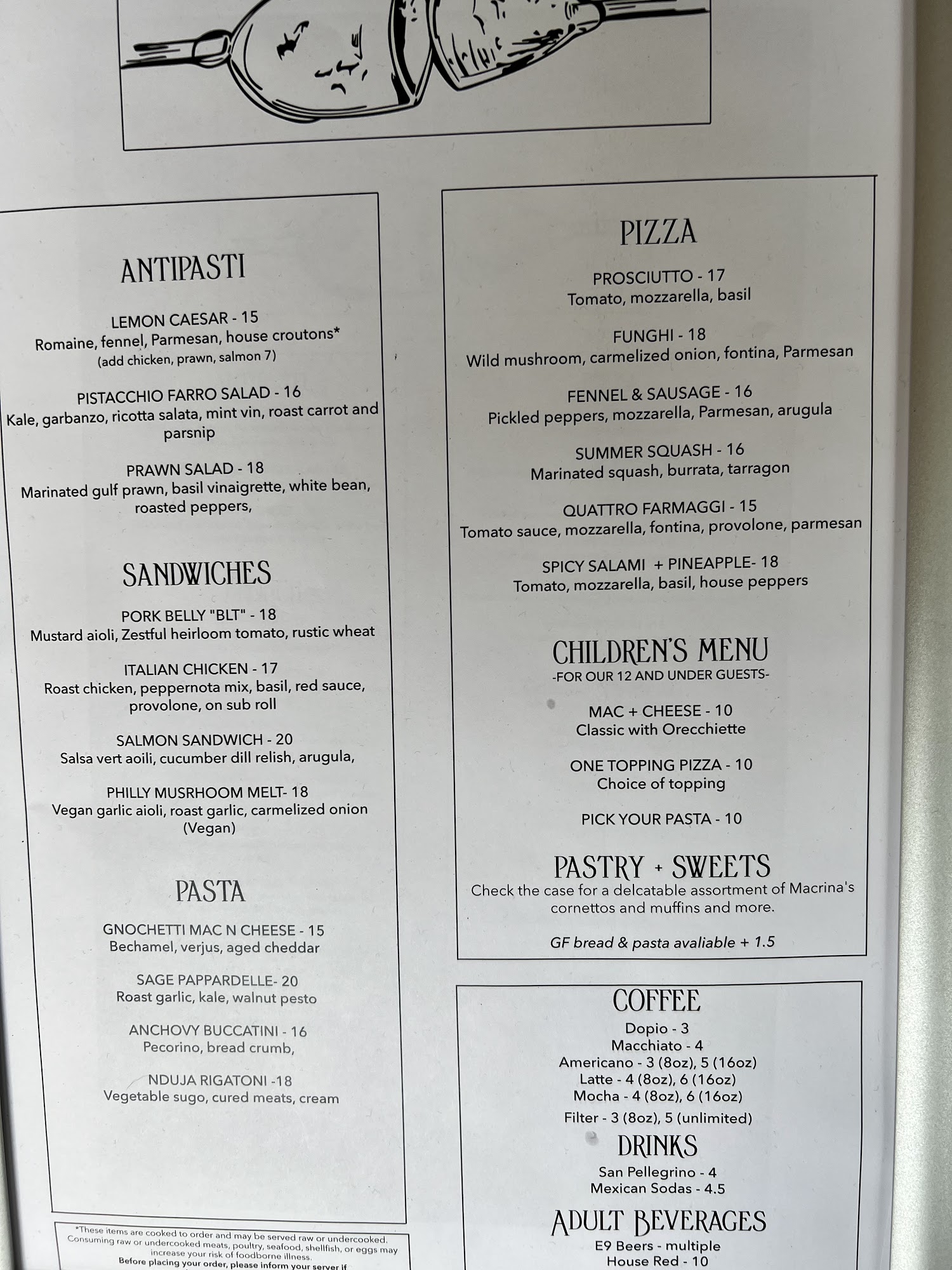 Museum of Glass Cafe Menu