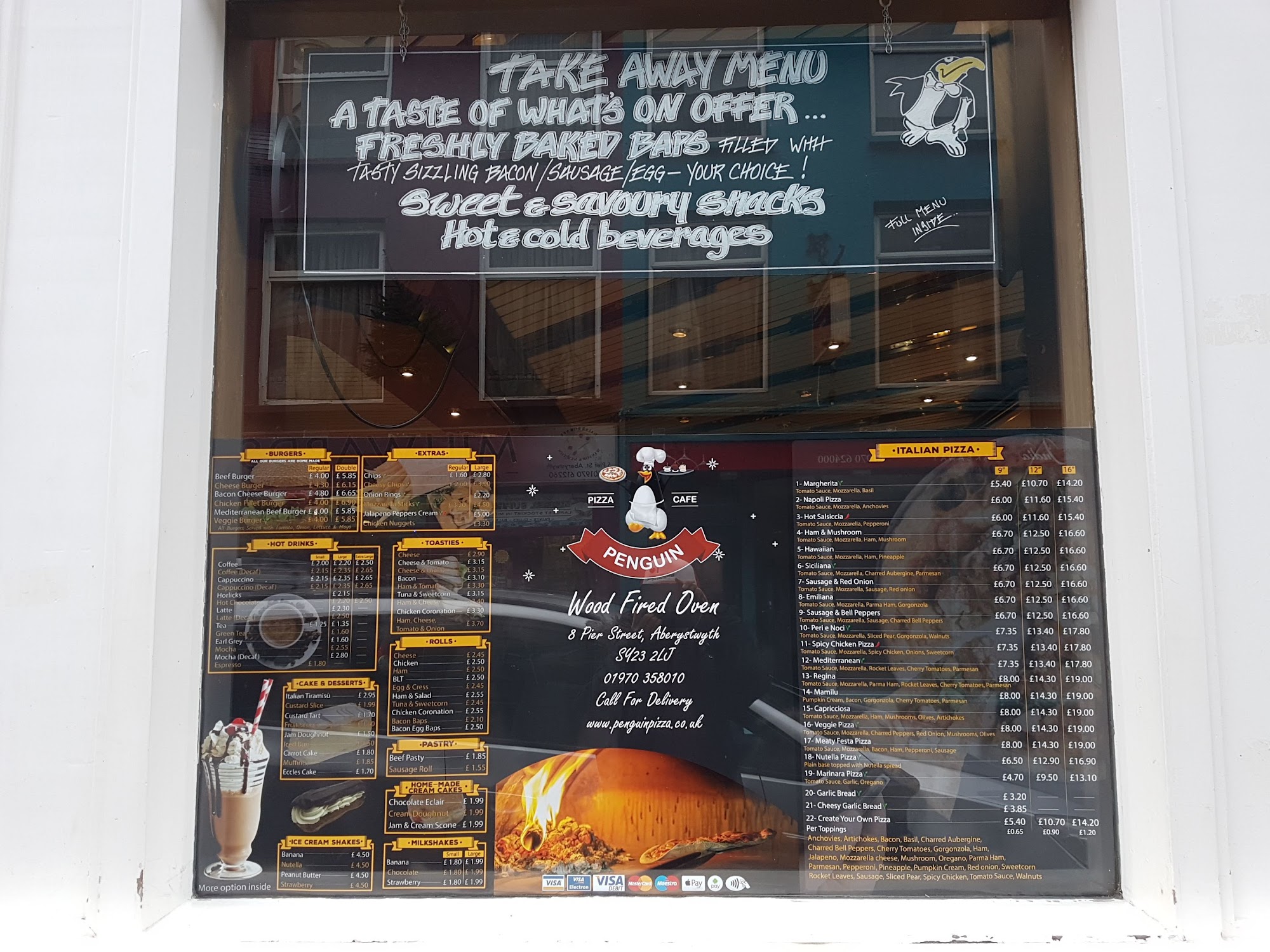 Penguin Pizza & Cafe Aberystwyth Menu