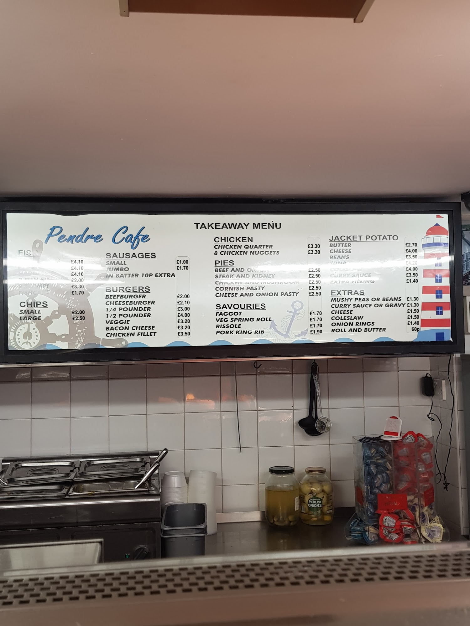 Pendre Cafe Fish and chip shop Menu