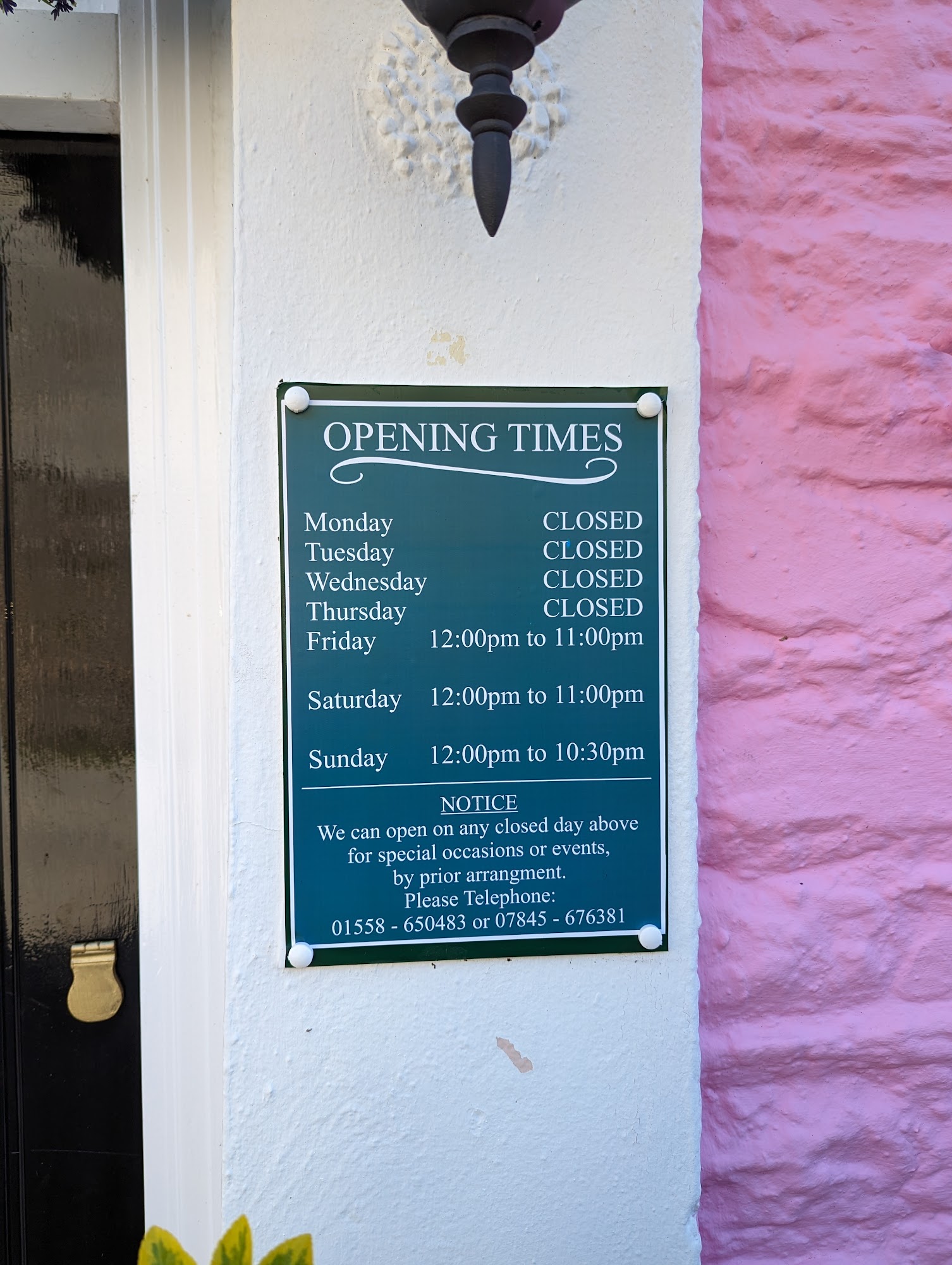 Brunant Arms Menu