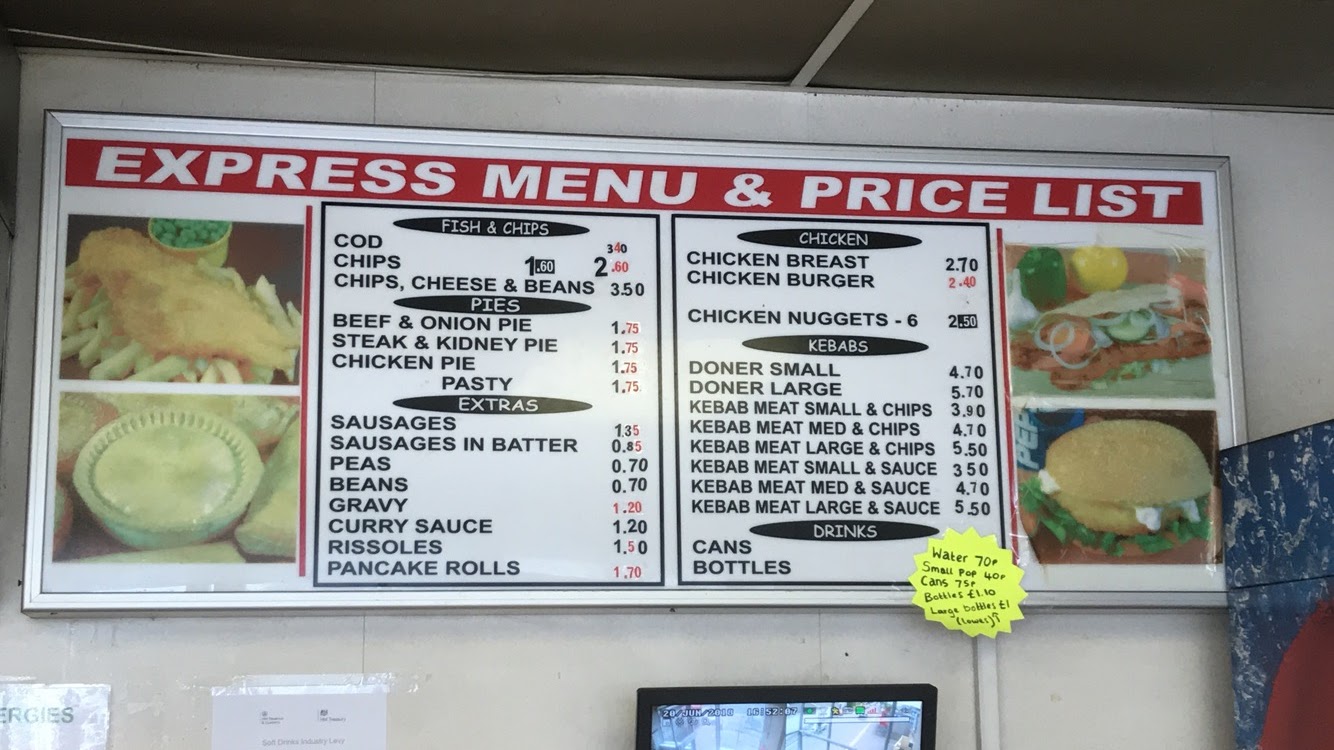 Cascade Fish Bar Menu