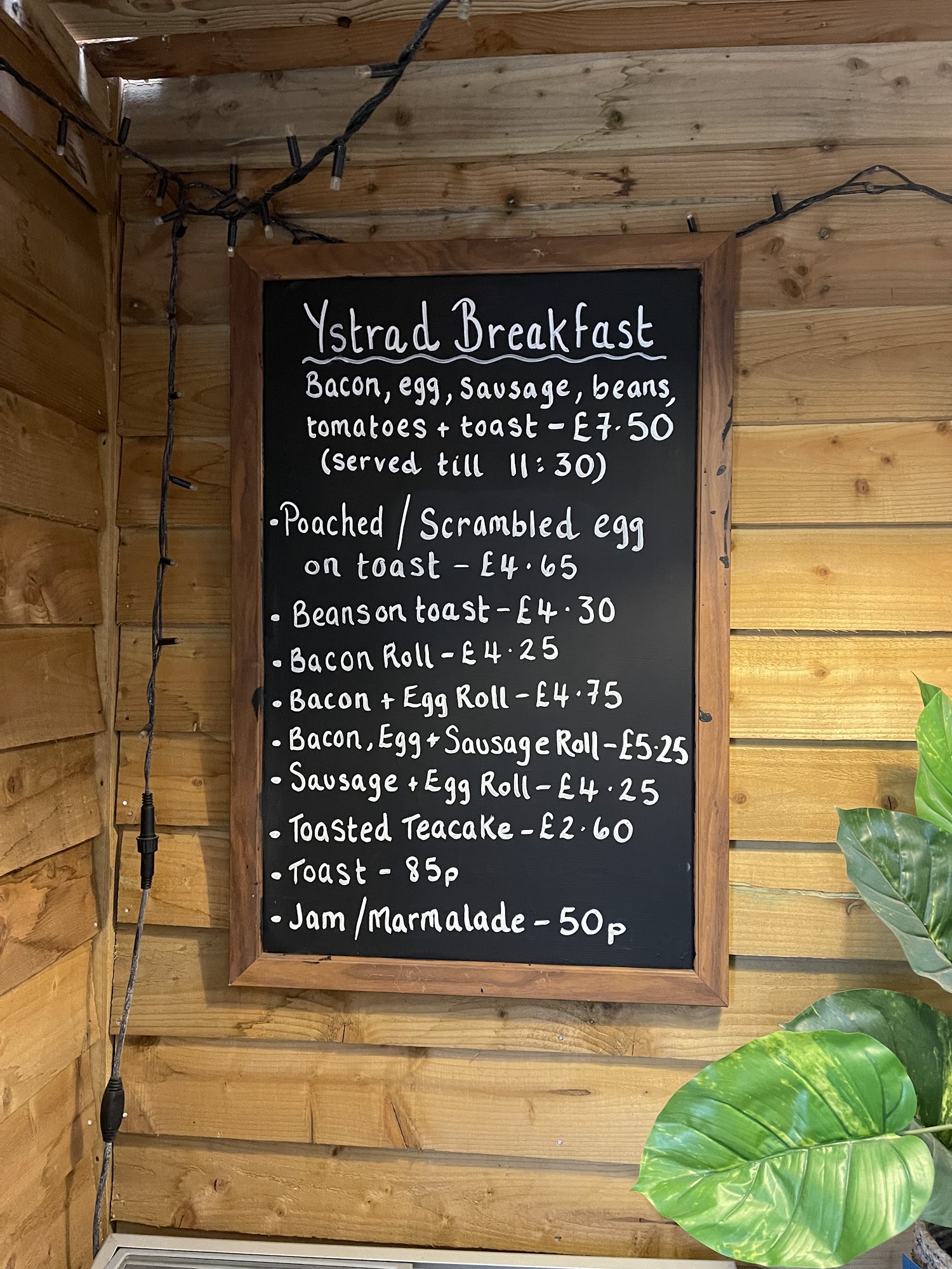 Ystrad Nursery, Agricultural Supplies & Cafe Menu