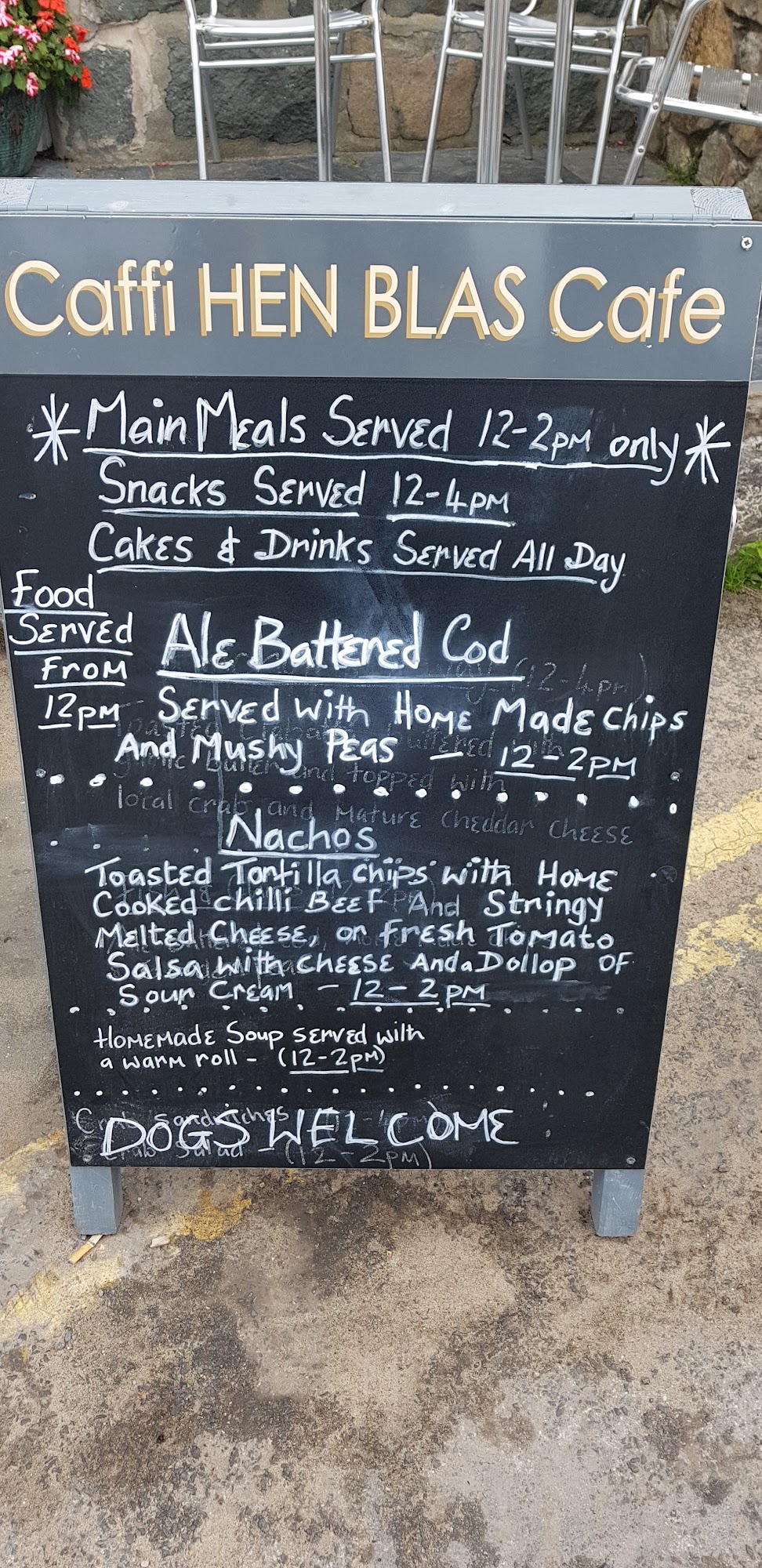 Caffi Hen Blas Cafe Menu