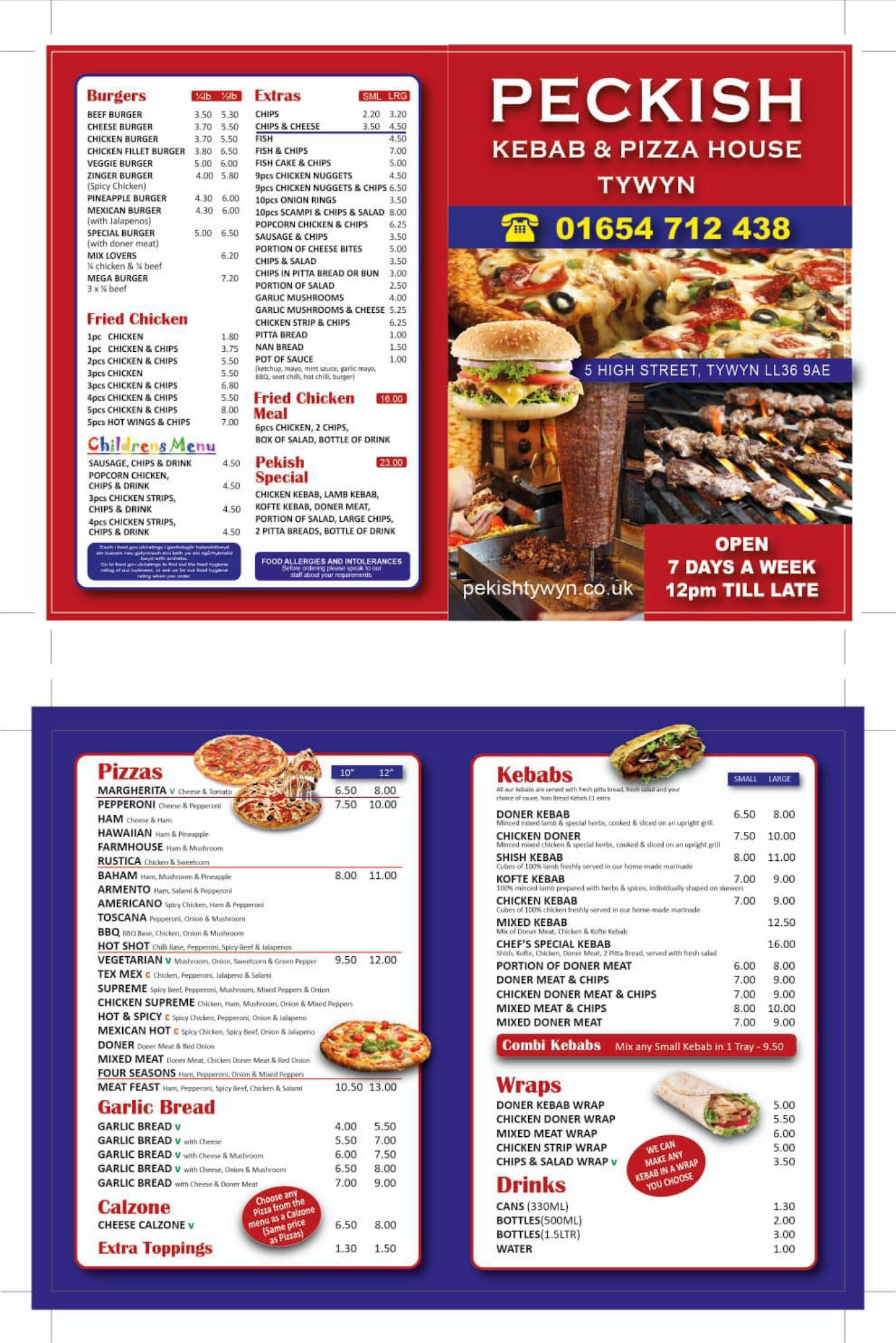 PECKISH TYWYN Kebab&Pizza House Menu