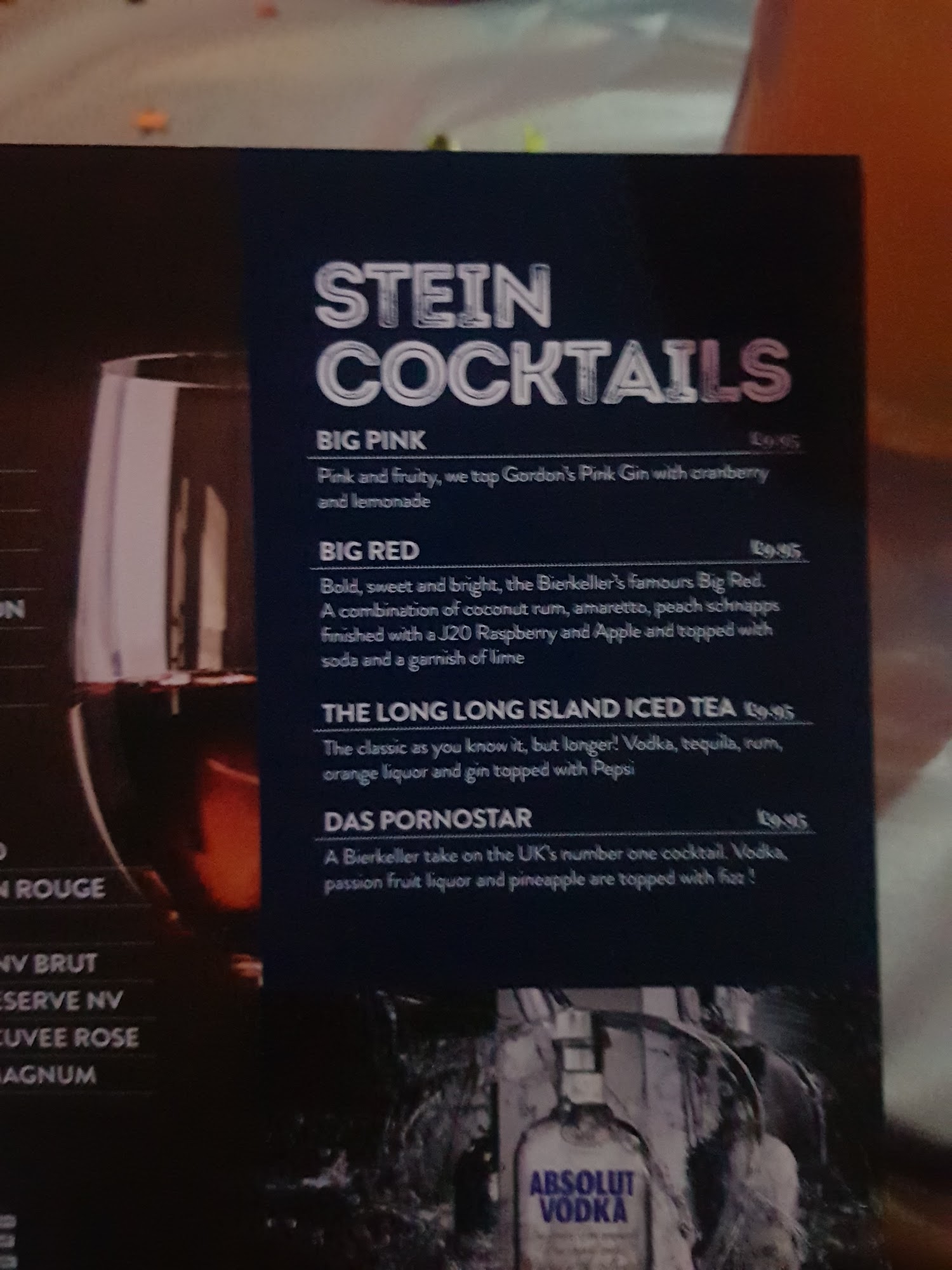 Shooters Rack 'n' Roll Bar Menu