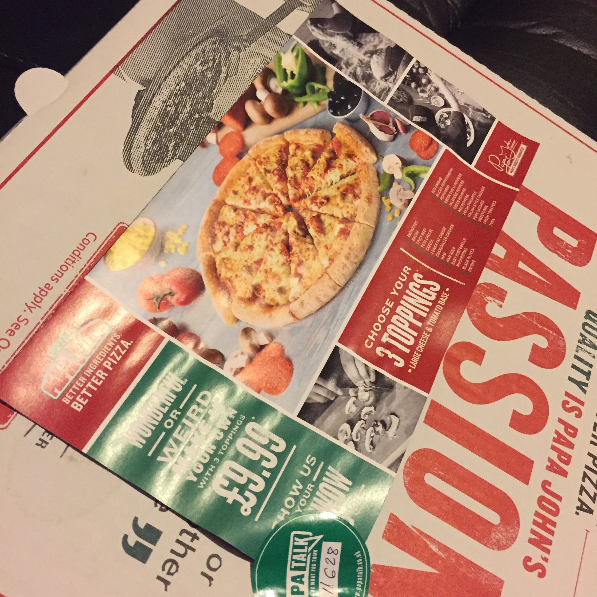 Papa Johns Pizza Menu