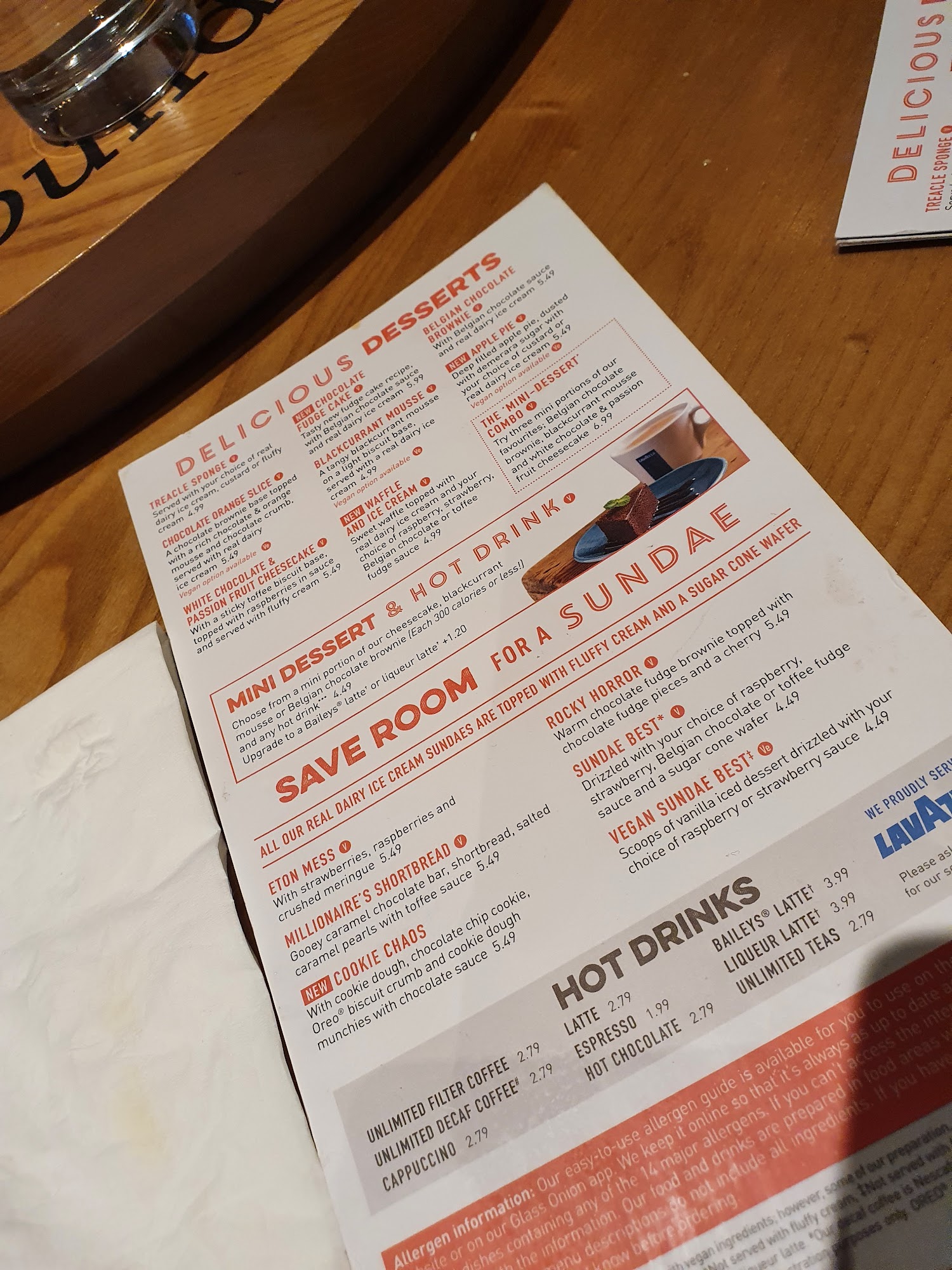 Bassetts Pole Sutton Coldfield Menu