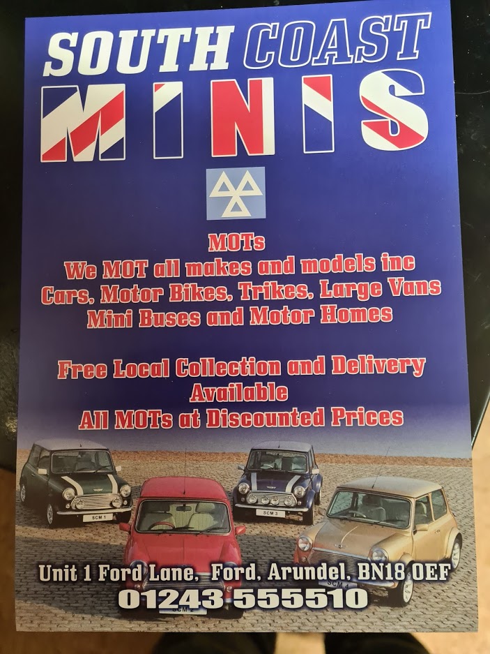 Discount MOT Service Has now relocated to South Coast Minis In Ford Lane Ford