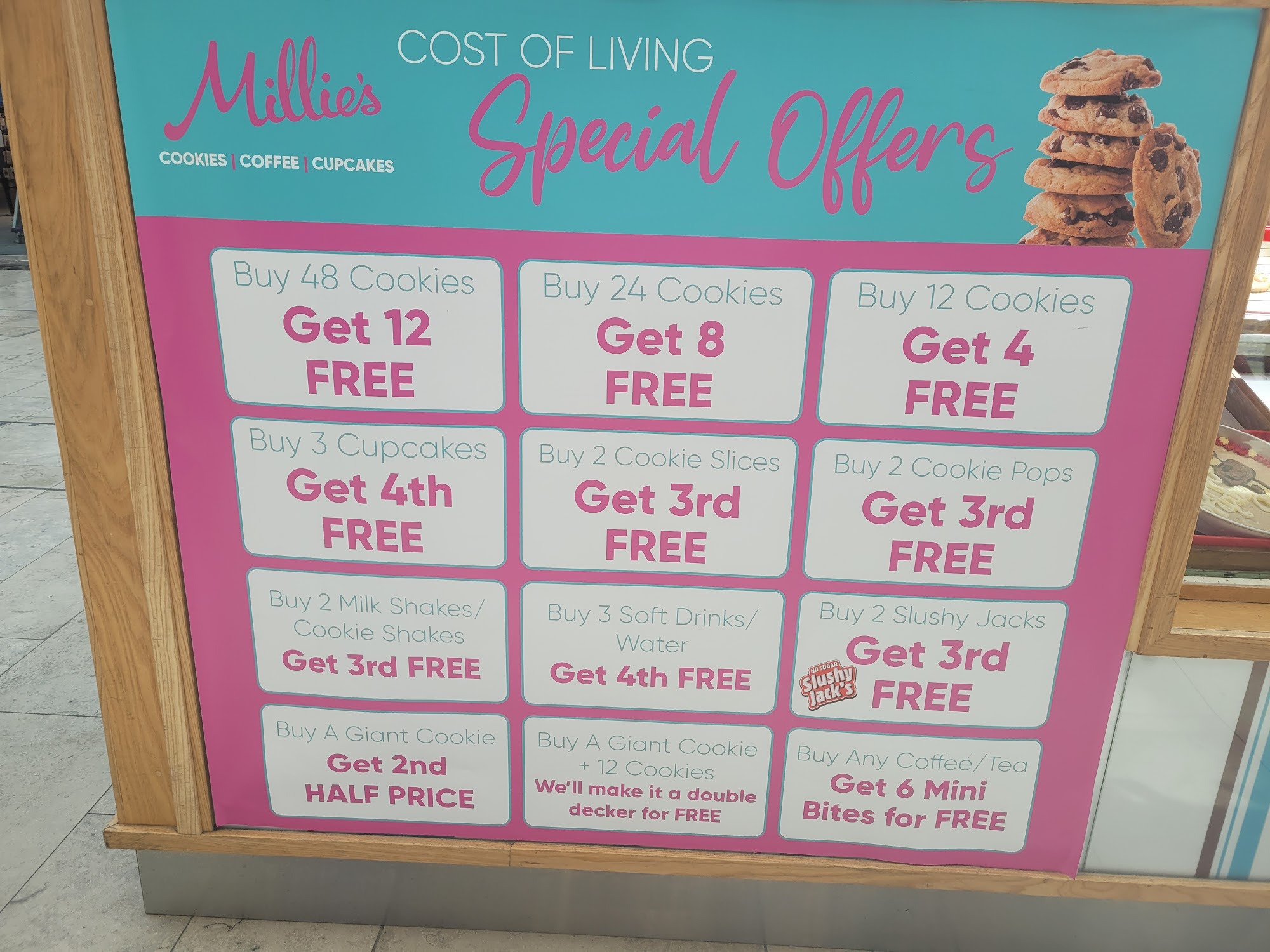 Millie's Cookies, Bradford Menu