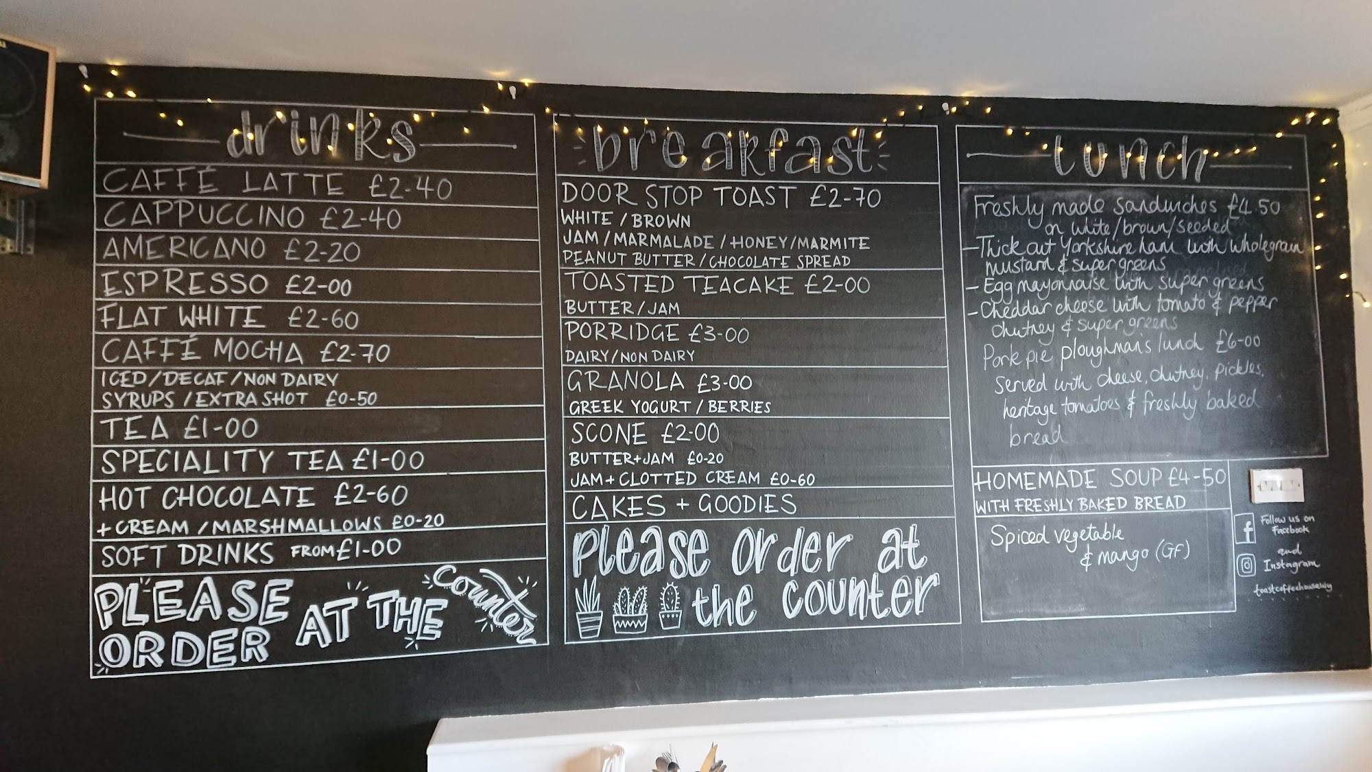 Toast Coffee House Menu