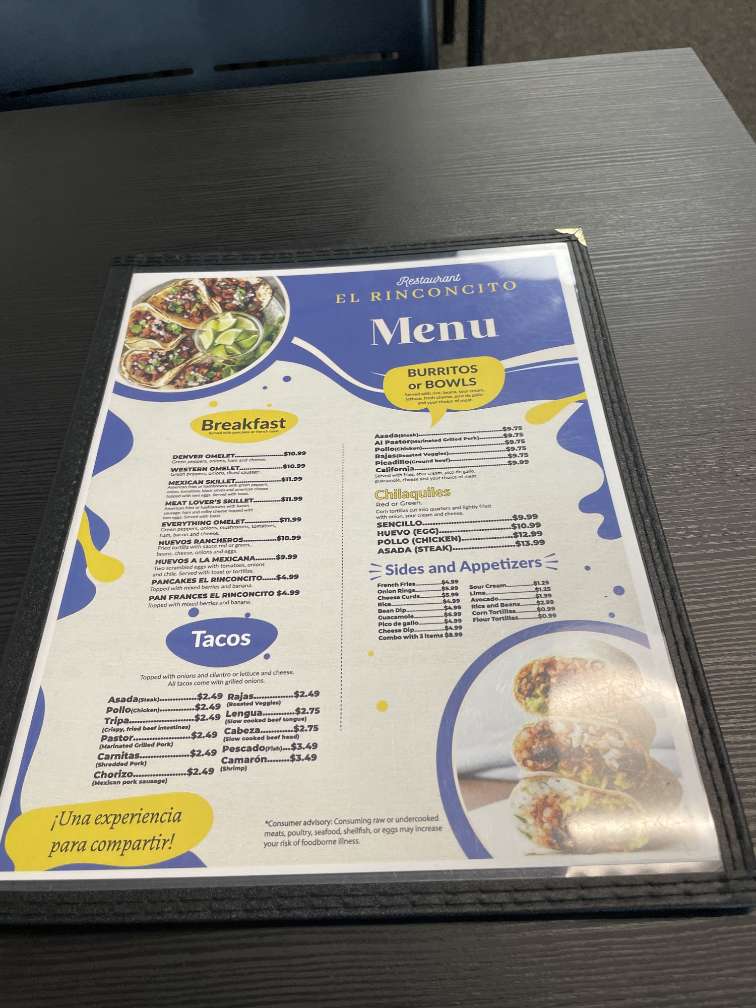 El Rinconcito Menu