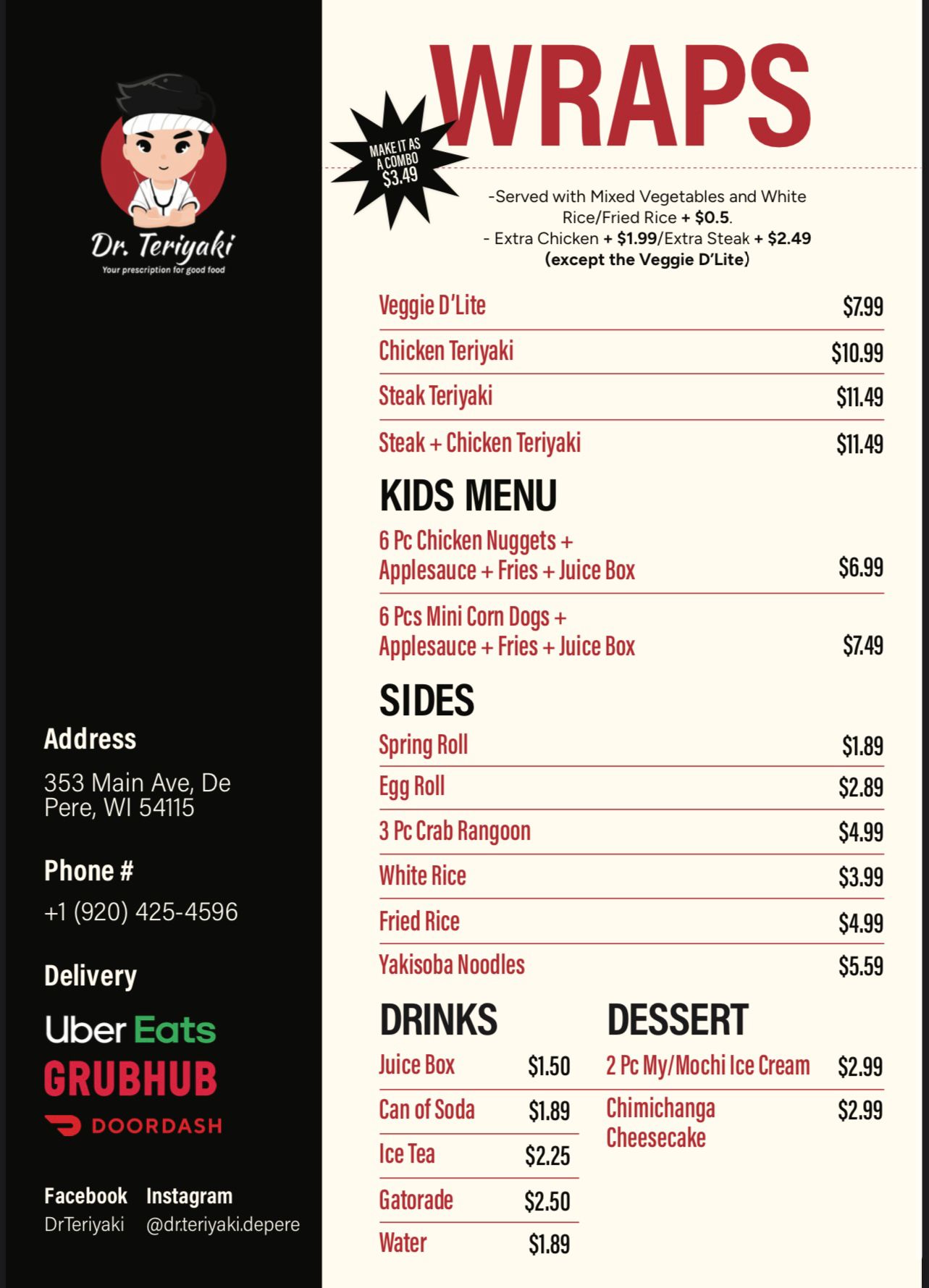 Dr.Teriyaki Menu