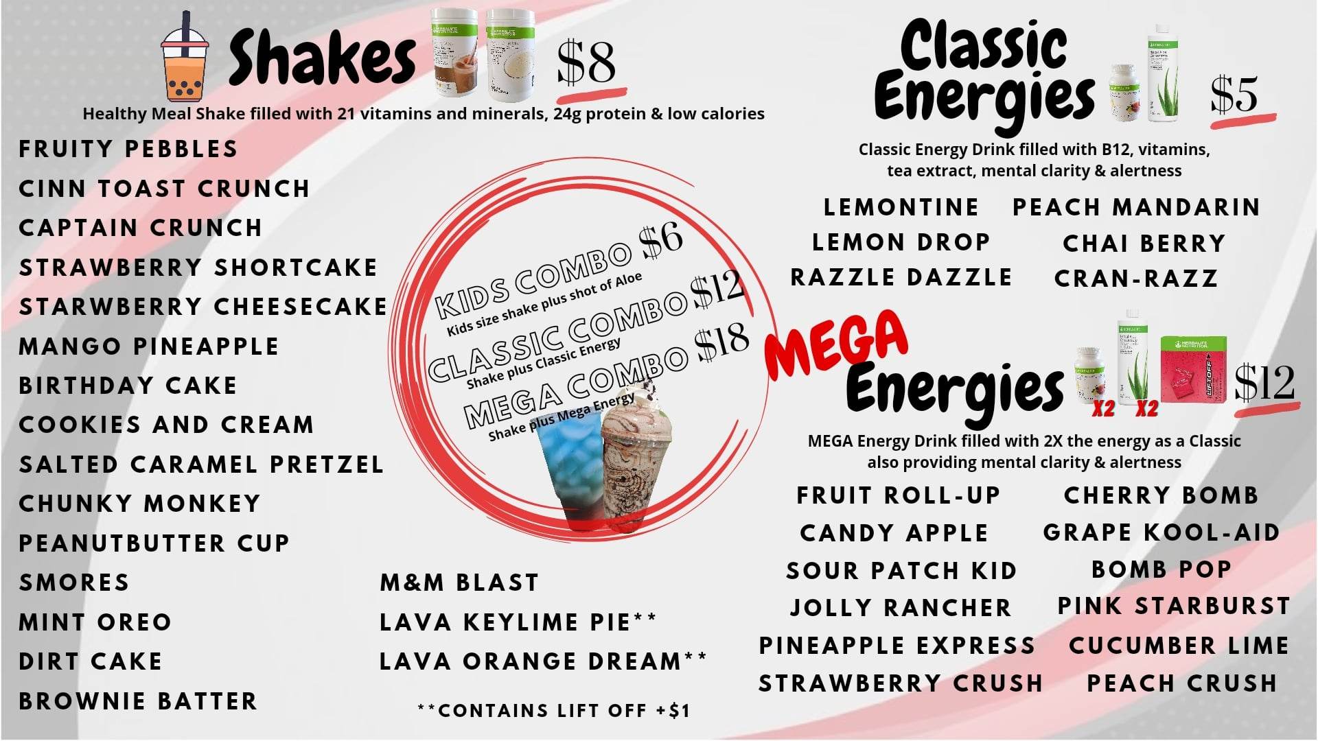 The Den Nutrition Menu