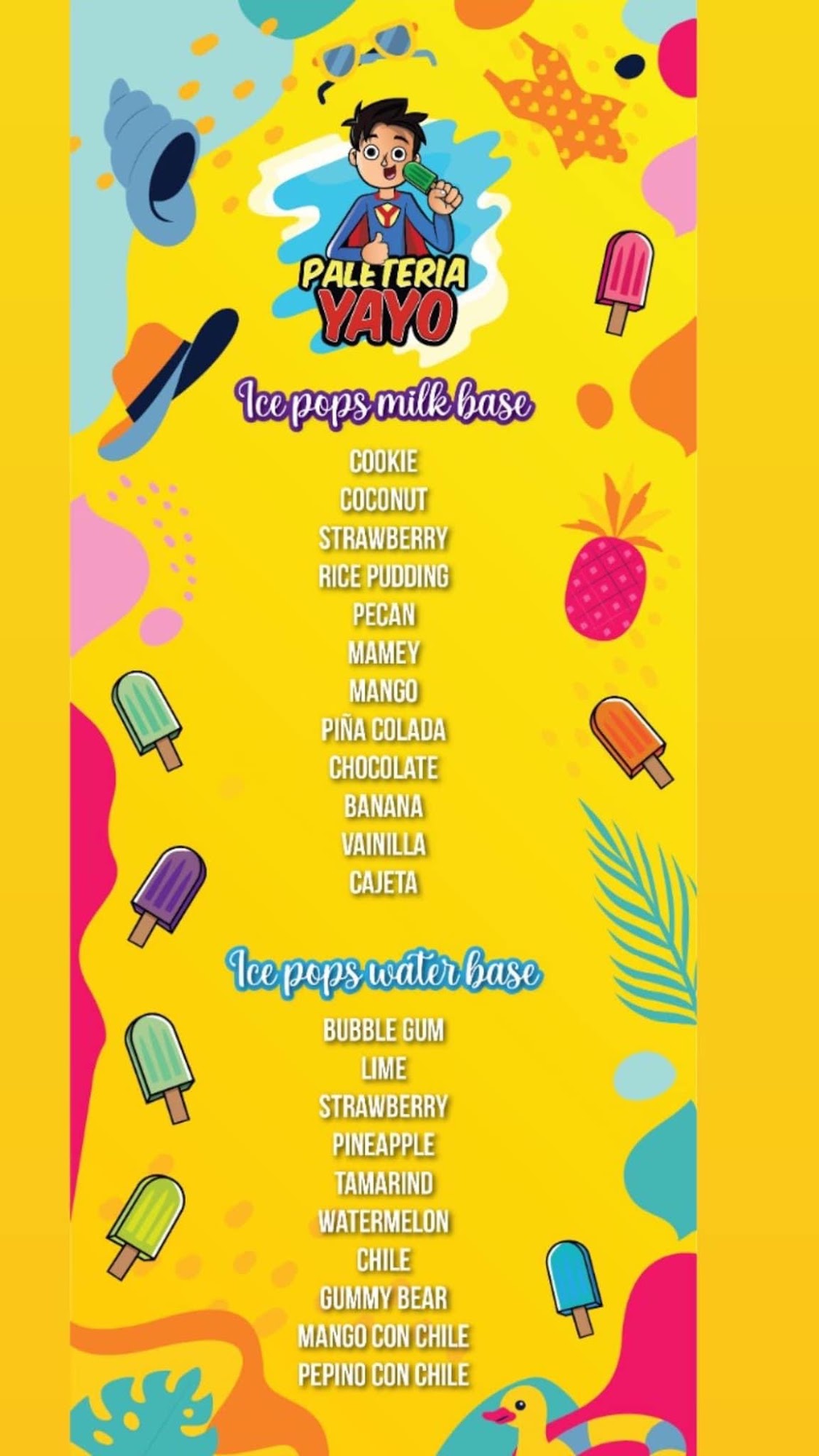 Paleteria yayo Llc Menu