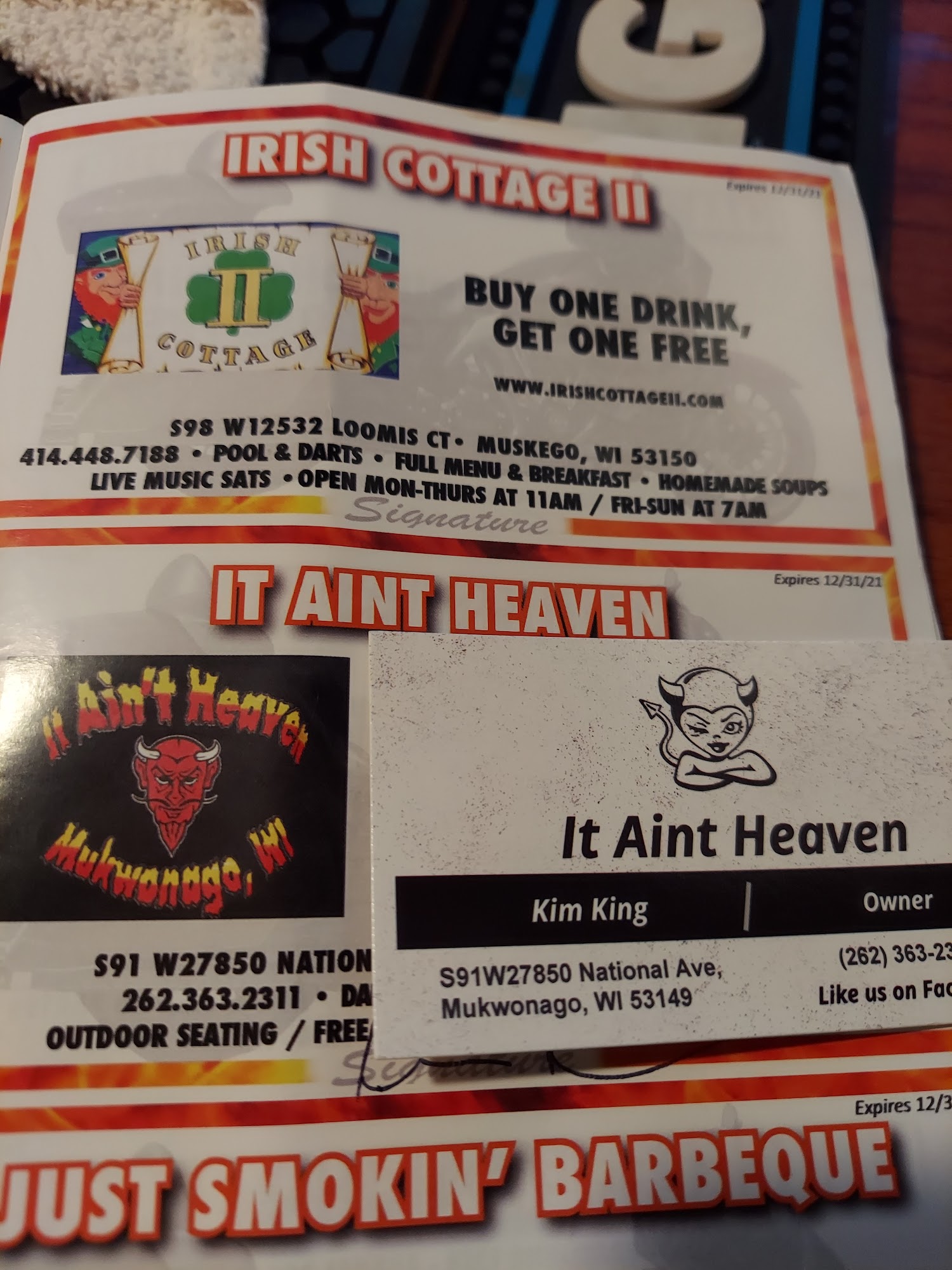 It Ain't Heaven Menu