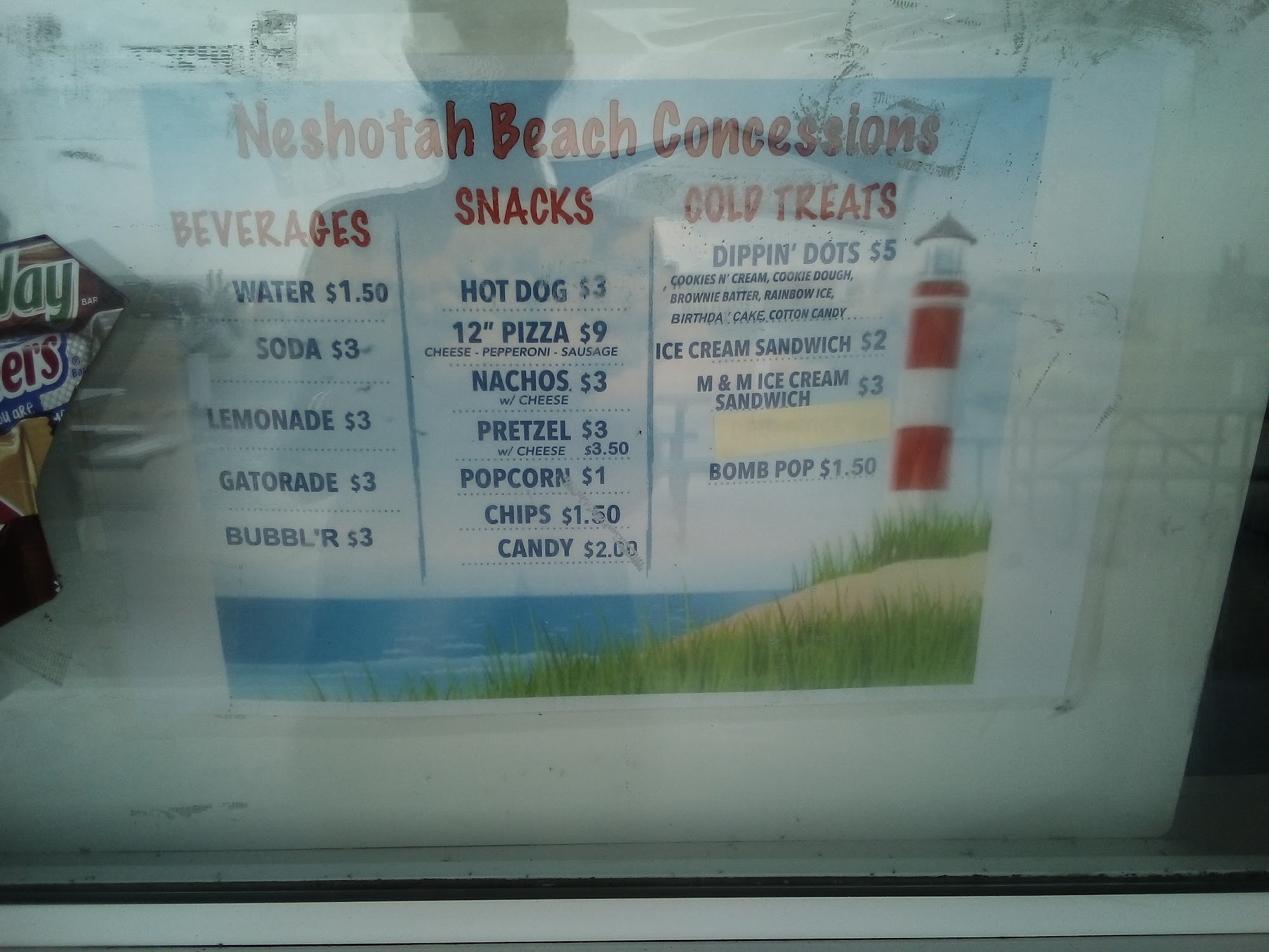 Neshotah Beach Concession Building Menu