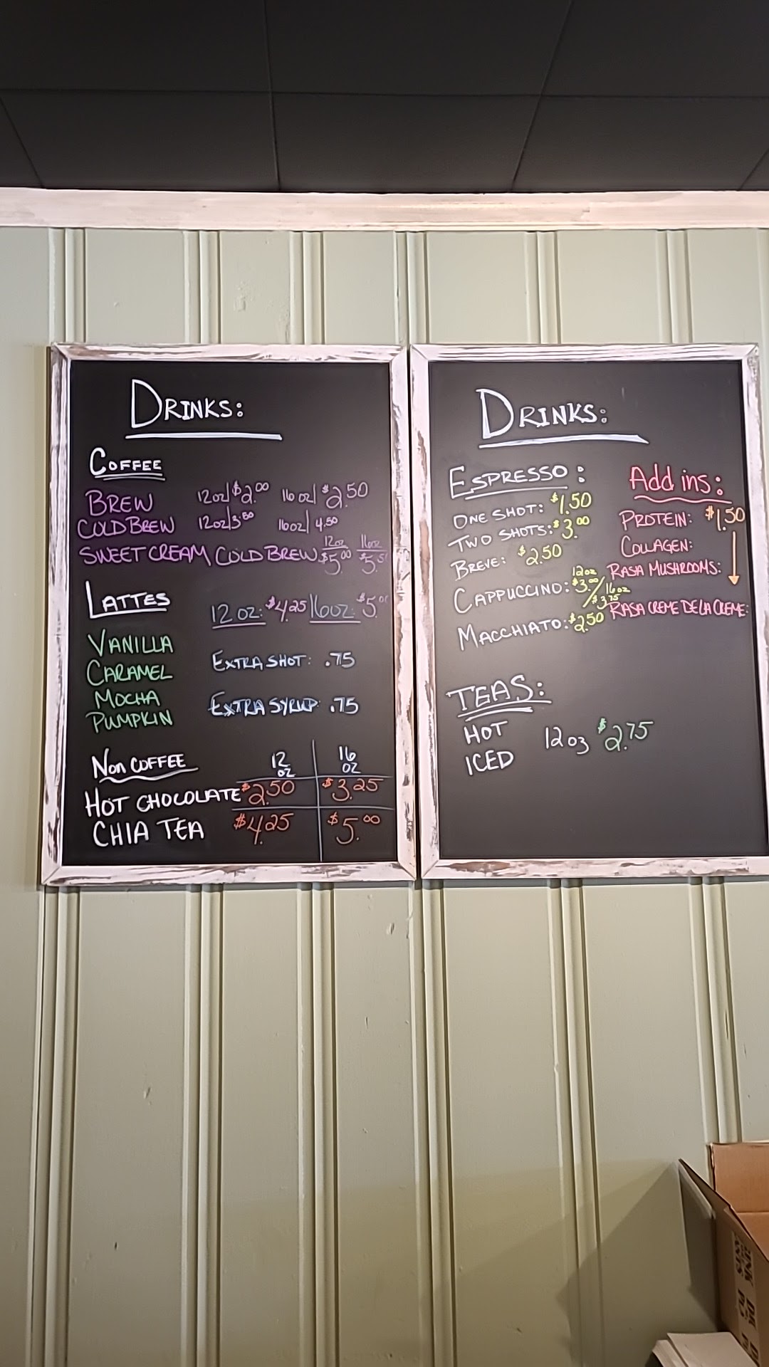Tiffany’s Buds and Beans Menu