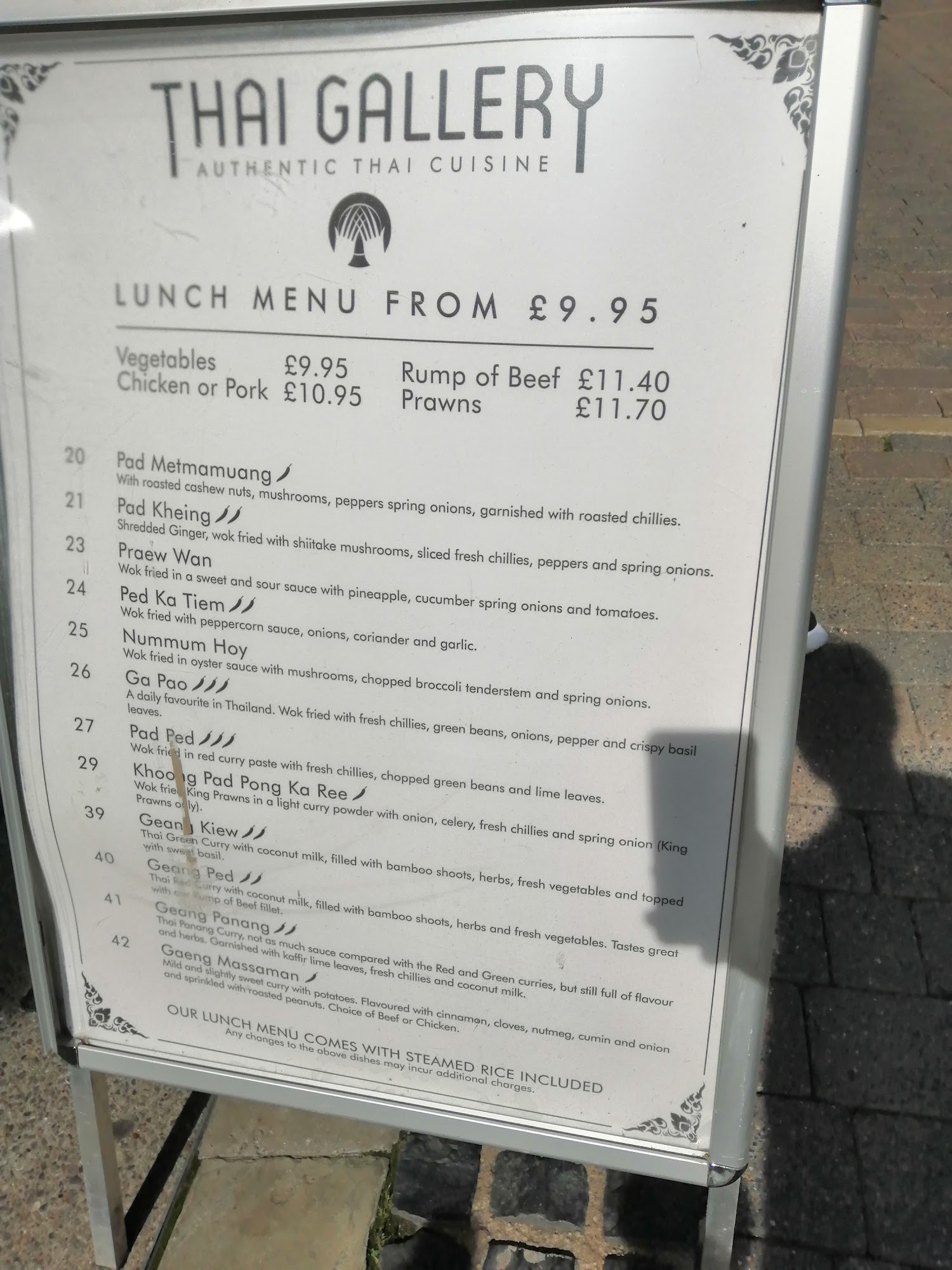 The Thai Gallery Menu