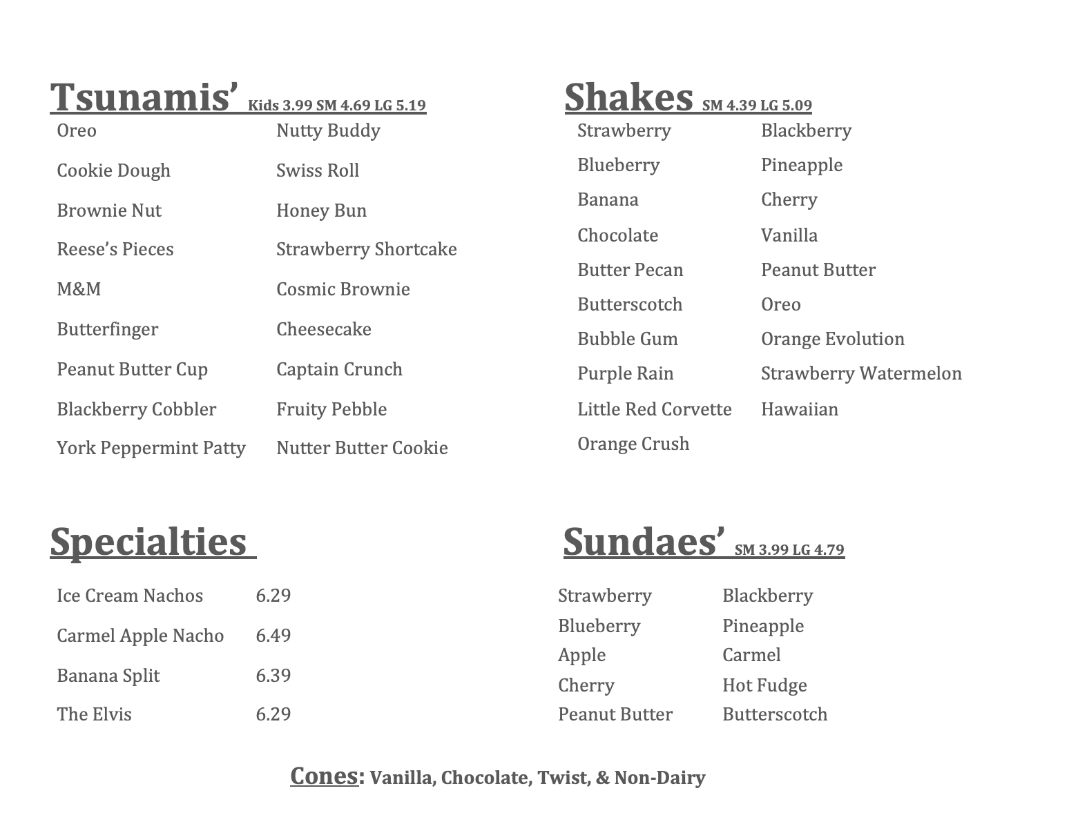 Lolli&Pops Ice Cream Shop Menu