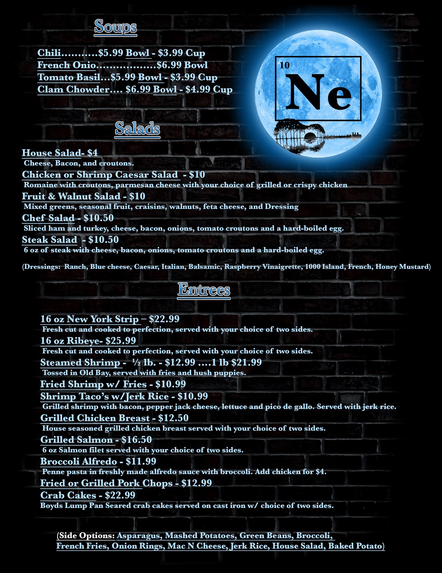Neon Moon Tavern Menu