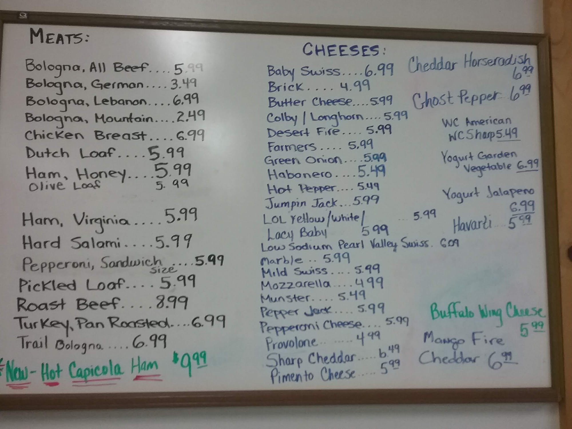 Quiet Delli Foods Menu