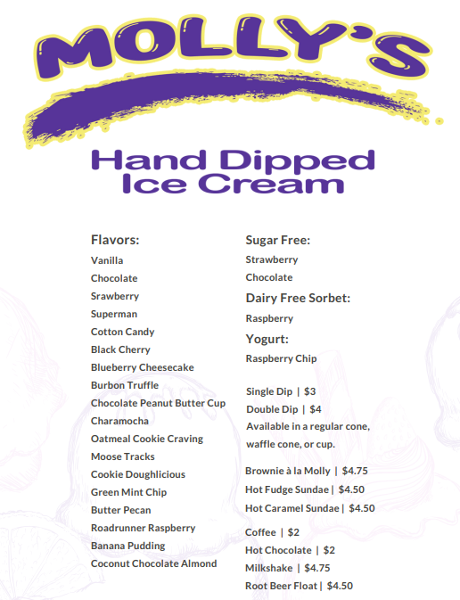 Molly's Hand-Dipped Ice Cream & Molly's Playhouse Menu