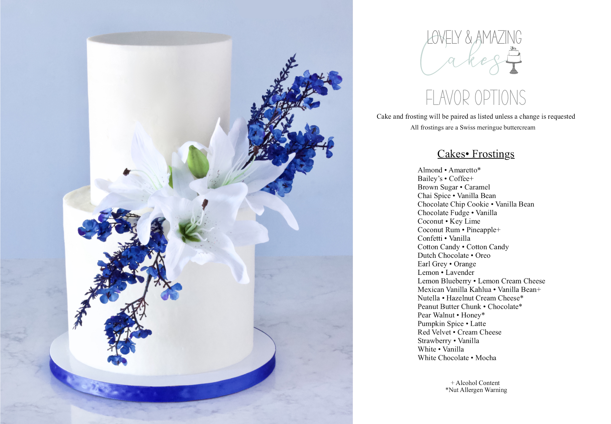 Lovely & Amazing Cakes Menu